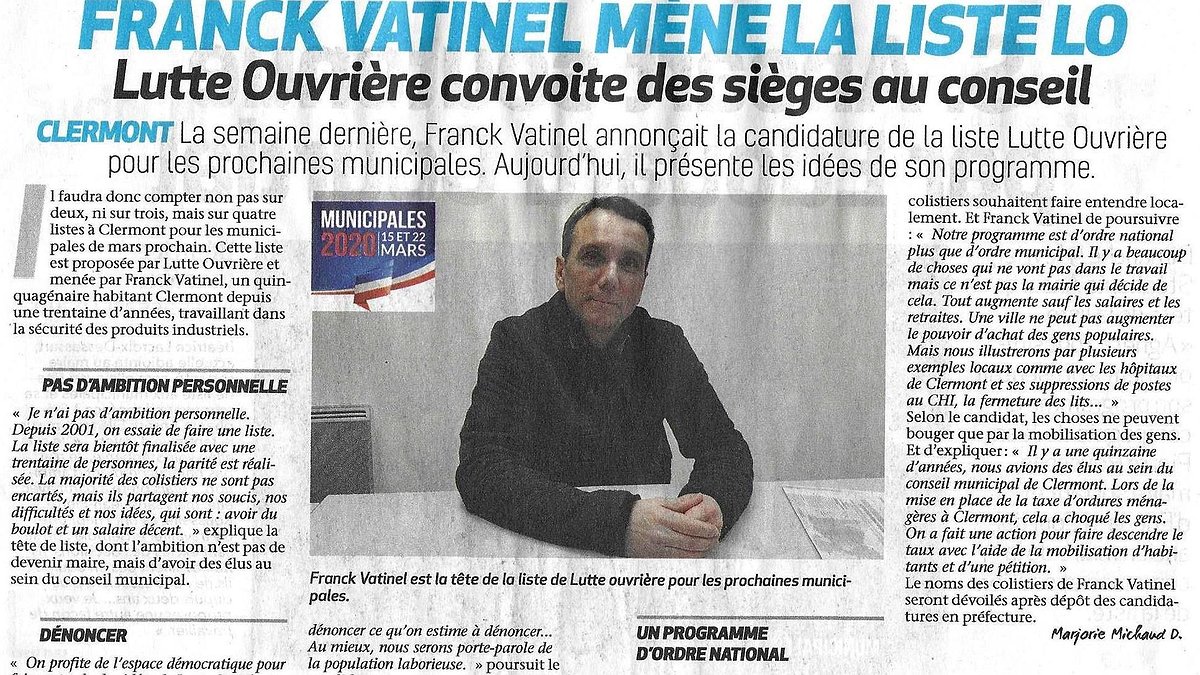 Clermont - Franck Vatinel mène la liste LO