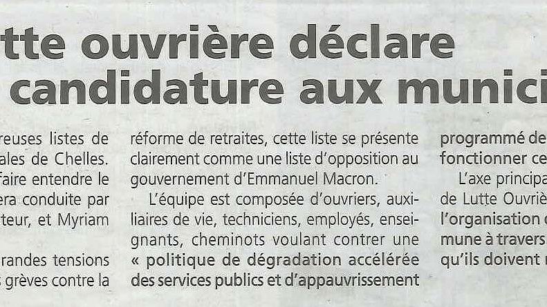 Illustration - Lutte ouvrière déclare sa candidature aux municipales à Chelles