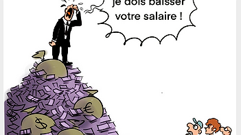 Illustration -  Le patron veut rançonner les salaires 