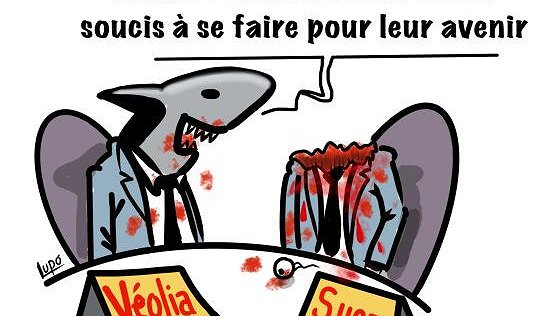Illustration - Véolia/Suez : les requins assoiffés de profits