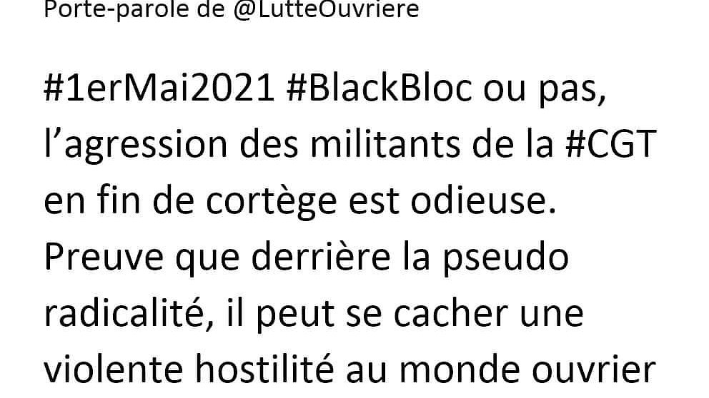 Illustration - Tweet à propos de la manifestation du 1er mai à Paris