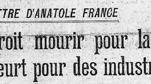 Illustration - « On croit mourir pour la patrie, on meurt pour les industriels » (Anatole France)