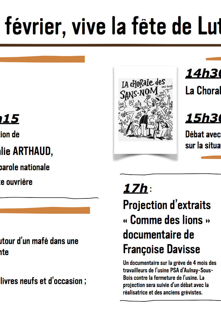Illustration - Programme de la fête de Lutte ouvrière à Metz 7/02/2016