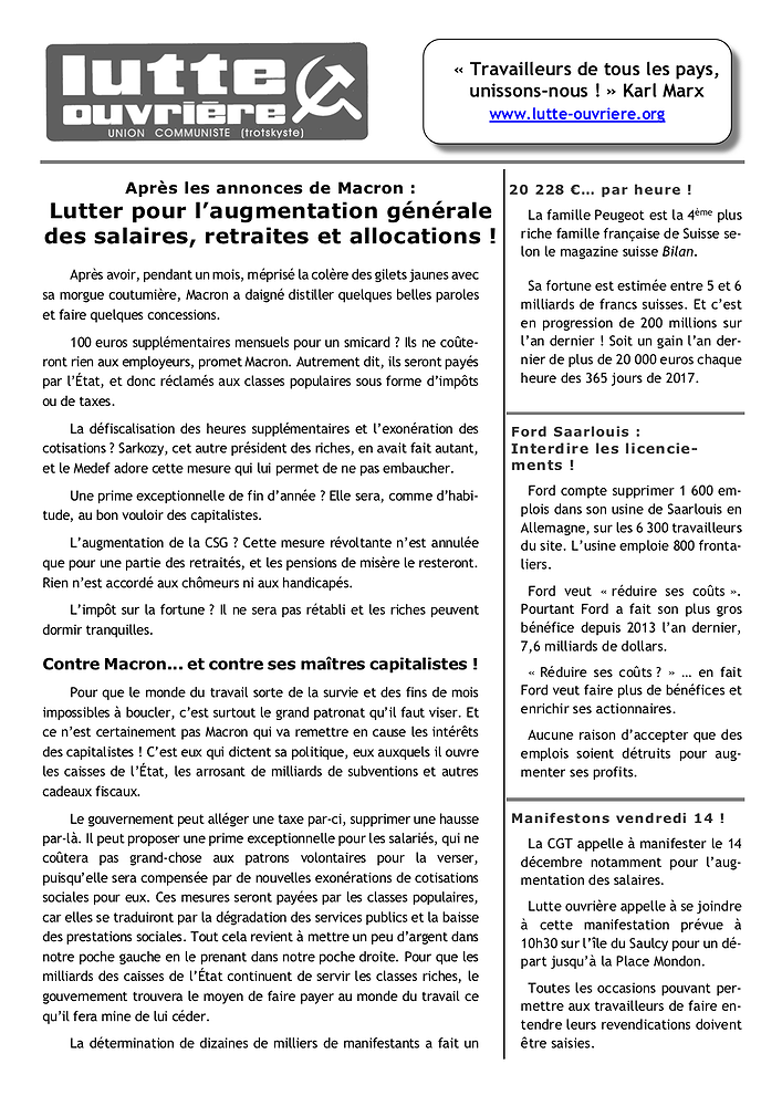 Illustration - Tract Lutte ouvrière 12 décembre 2018