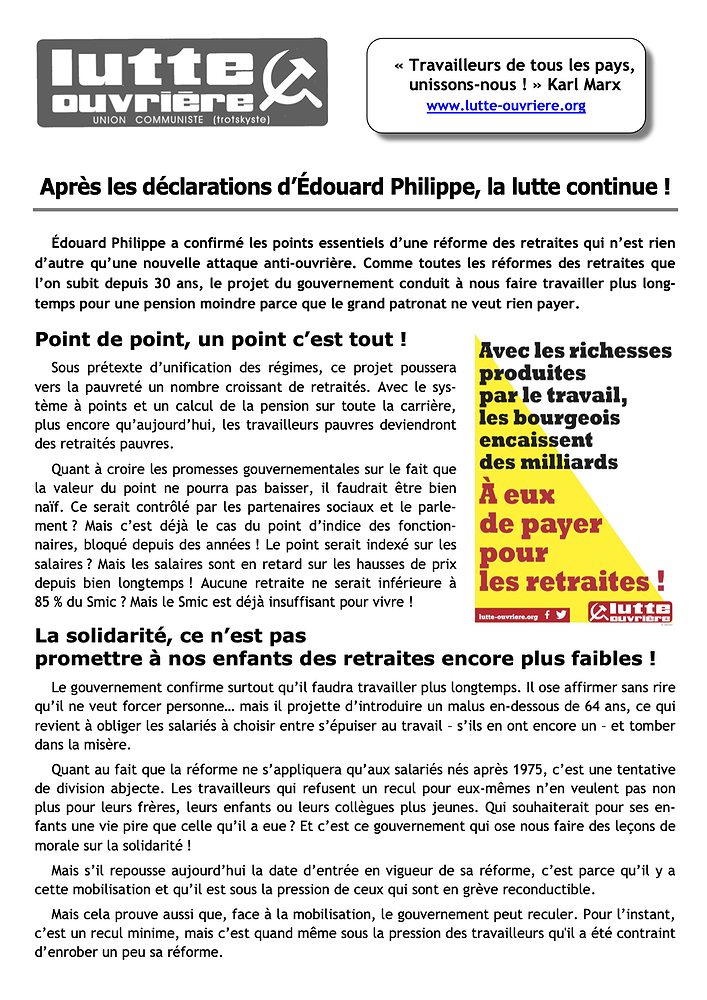 Illustration - Tract diffusé en Lorraine 12 décembre 2019