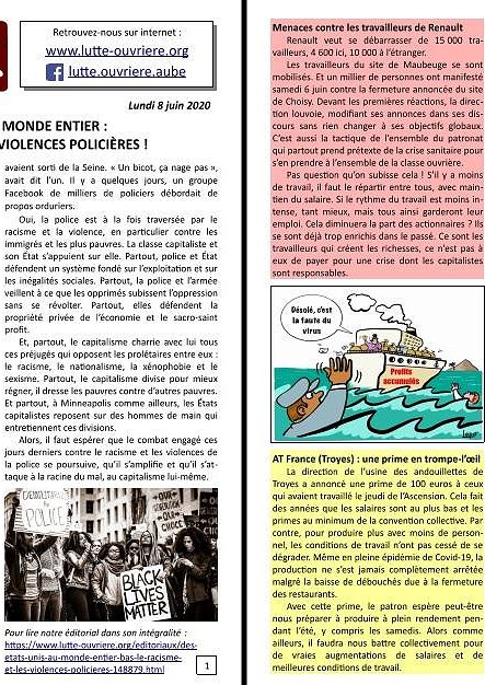 Illustration - Lettre d'information Lutte ouvrière Aube (08/06/2020)