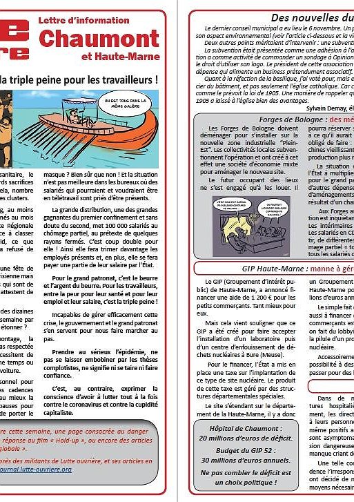 Illustration - Lettre d'information Lutte ouvrière Chaumont (20 novembre 2020)