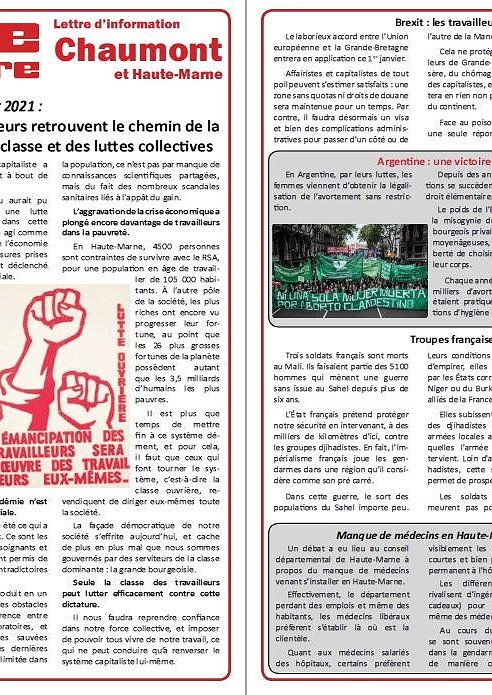 Illustration - Lettre d'information Lutte ouvrière Chaumont (1er janvier 2021)