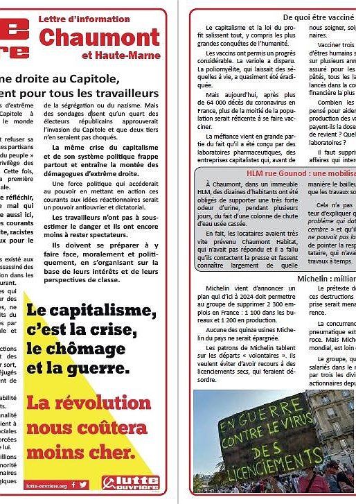 Illustration - Lettre d'information Lutte ouvrière Chaumont (15 janvier 2021)