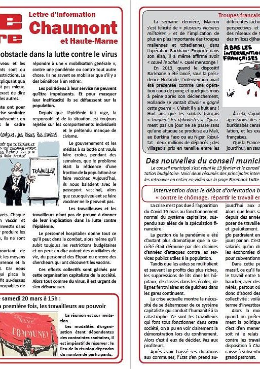 Illustration - Lettre d'information Lutte ouvrière Chaumont (3 mars 2021)