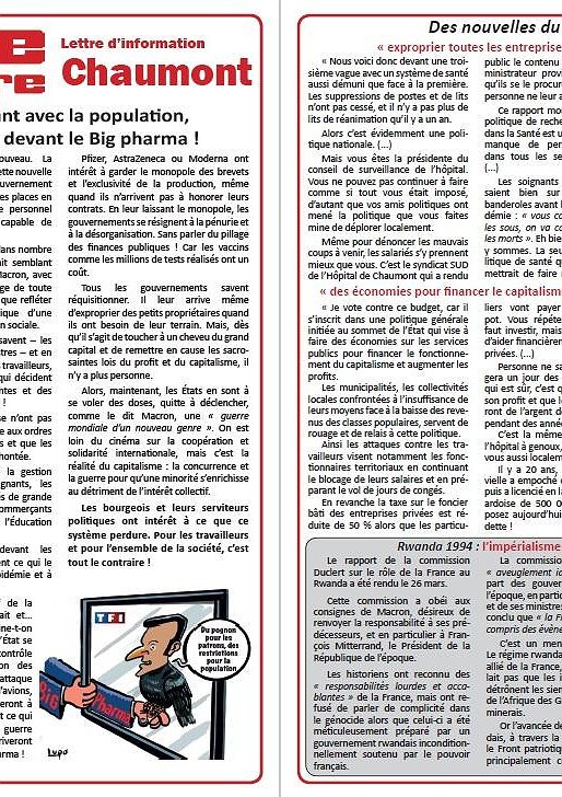 Illustration - Lettre d'information Lutte ouvrière Chaumont (2 avril 2021)