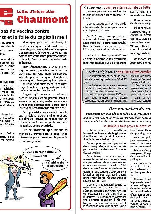 Illustration - Lettre d'information Lutte ouvrière Chaumont (14 avril 2021)