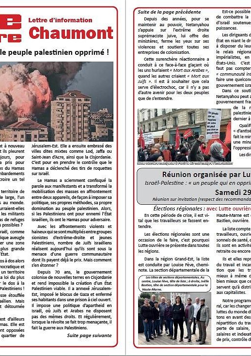 Illustration - Lettre d'information Lutte ouvrière Chaumont (22 mai 2021)