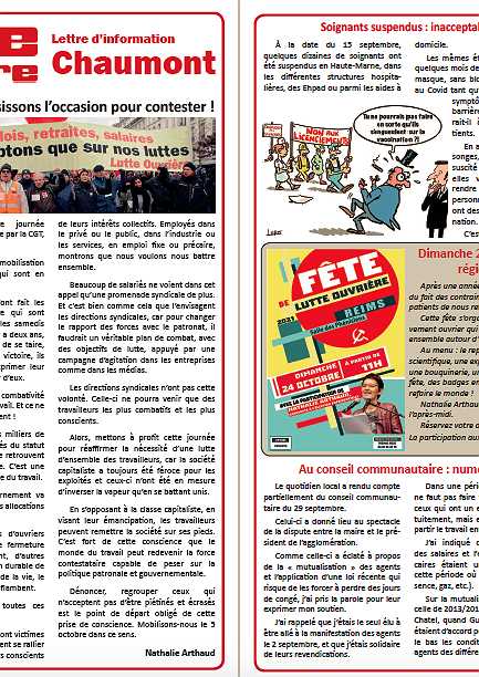 Illustration - Lettre d'information Lutte ouvrière Chaumont (1er octobre 2021)