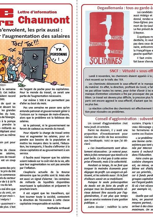 Illustration - Lettre d'information Lutte ouvrière Chaumont (vendredi 12 novembre 2021)