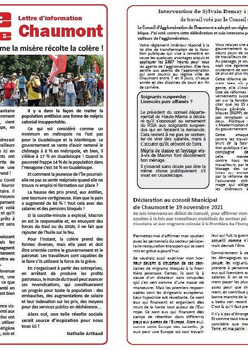 Illustration - Lettre d'information Lutte ouvrière Chaumont (vendredi 26 novembre 2021)