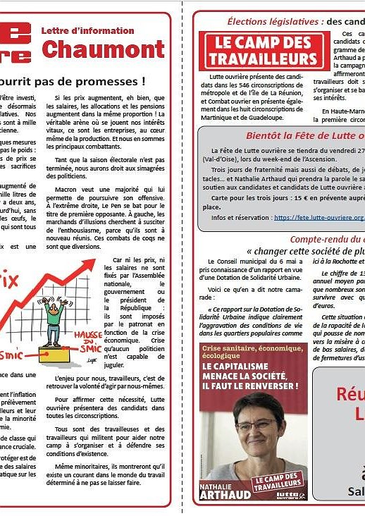 Illustration - Lettre d'information Lutte ouvrière Chaumont (14 mai 2022)