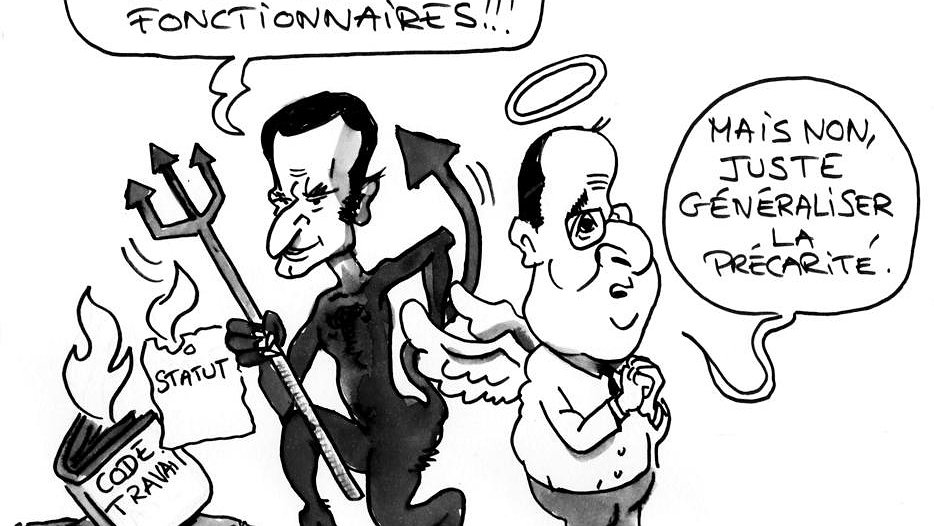 Illustration - Macron et Hollande se partagent les rôles